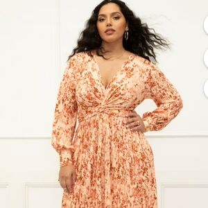 Eloquii Elements Women's Plus Size Knot Front Pleated Dress NWT 22/24